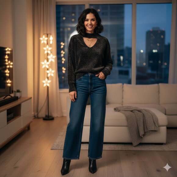 Soft Black Chenille Sweater Size S - Picture 1 of 8